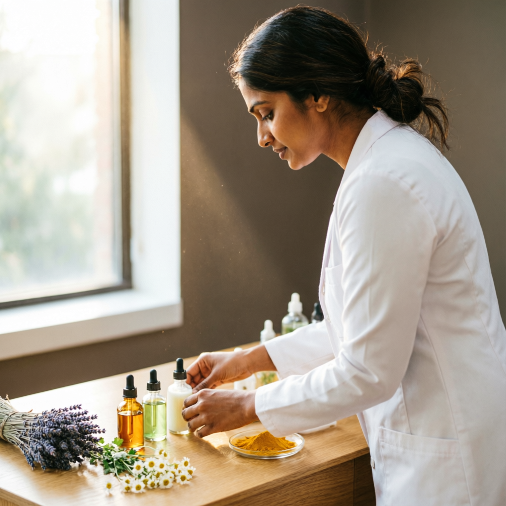 Doctor preparing clinical remedies at the clinic